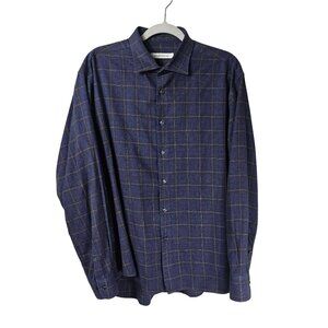 Miller Westby Mens Blue Plaid Button-Up Shirt XL Soft Cotton Flannel Outdoor